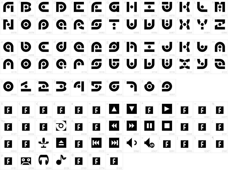 Audio 2012 Character Map
