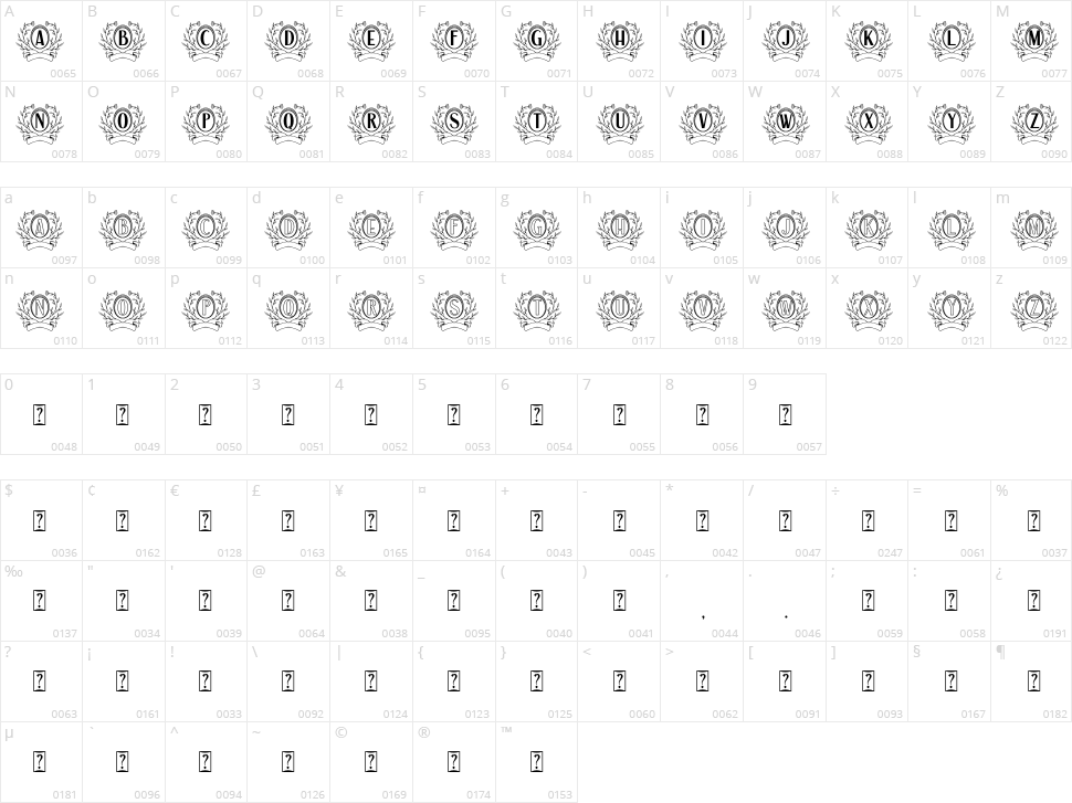 Auro Monogram Character Map