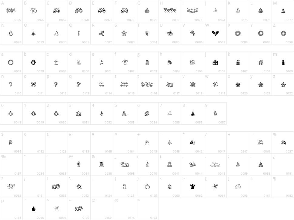 Austie Bost Christmas Doodles Character Map