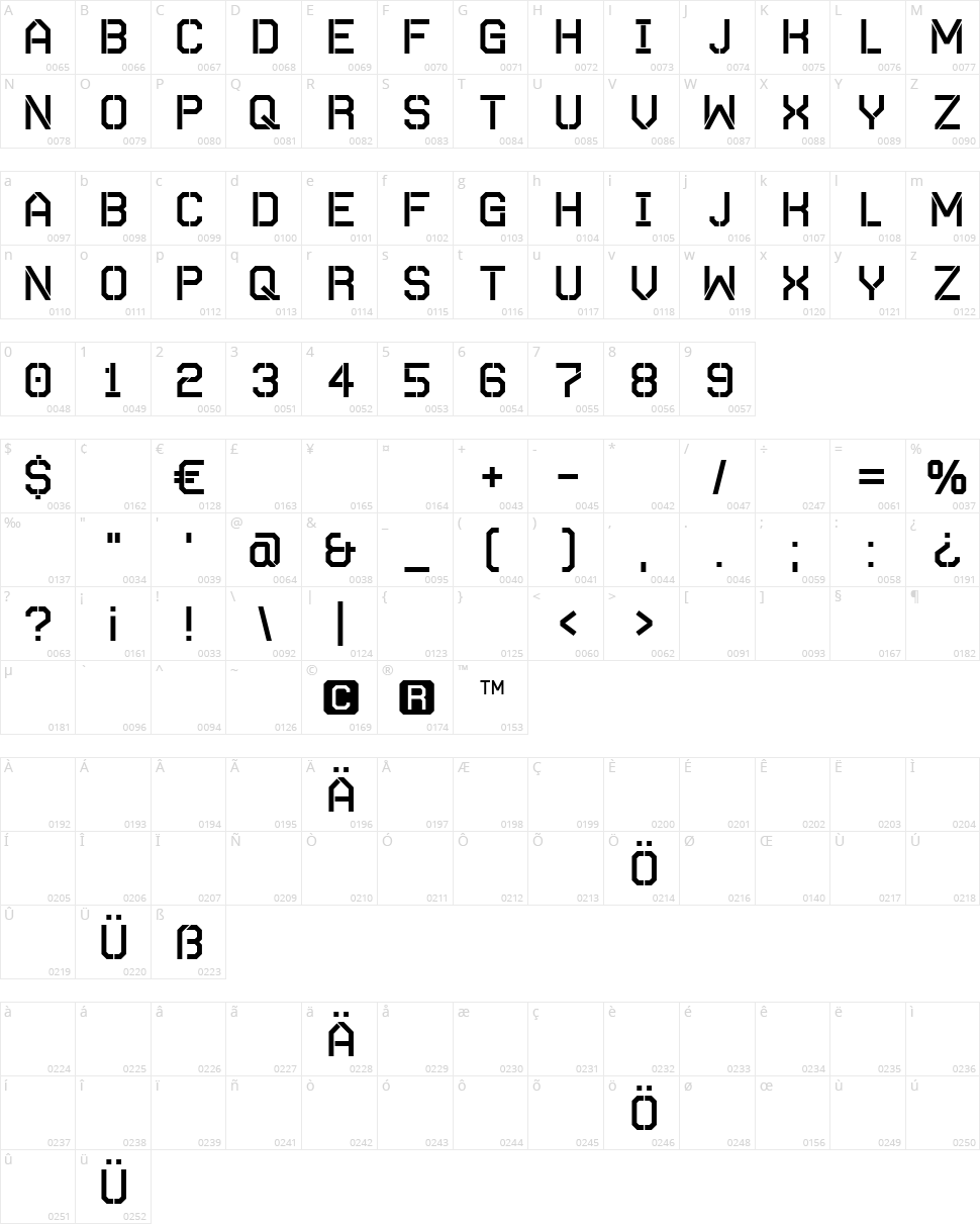Autobahn Character Map