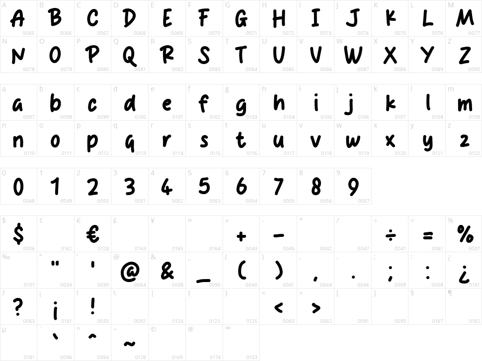 Autum Bright Character Map