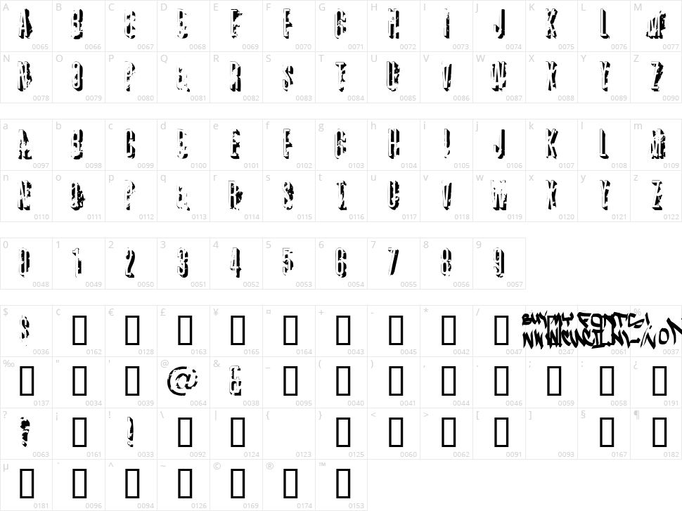 AZ Crushed Character Map