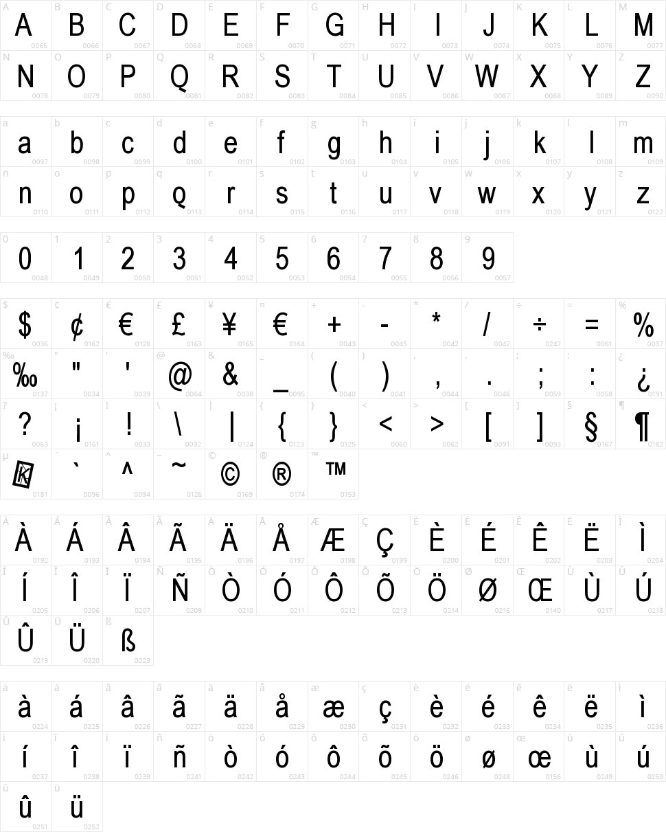 Babel Sans Character Map