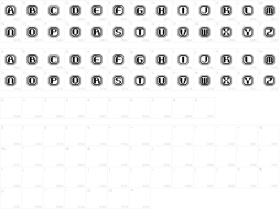 Baby Capitals Character Map