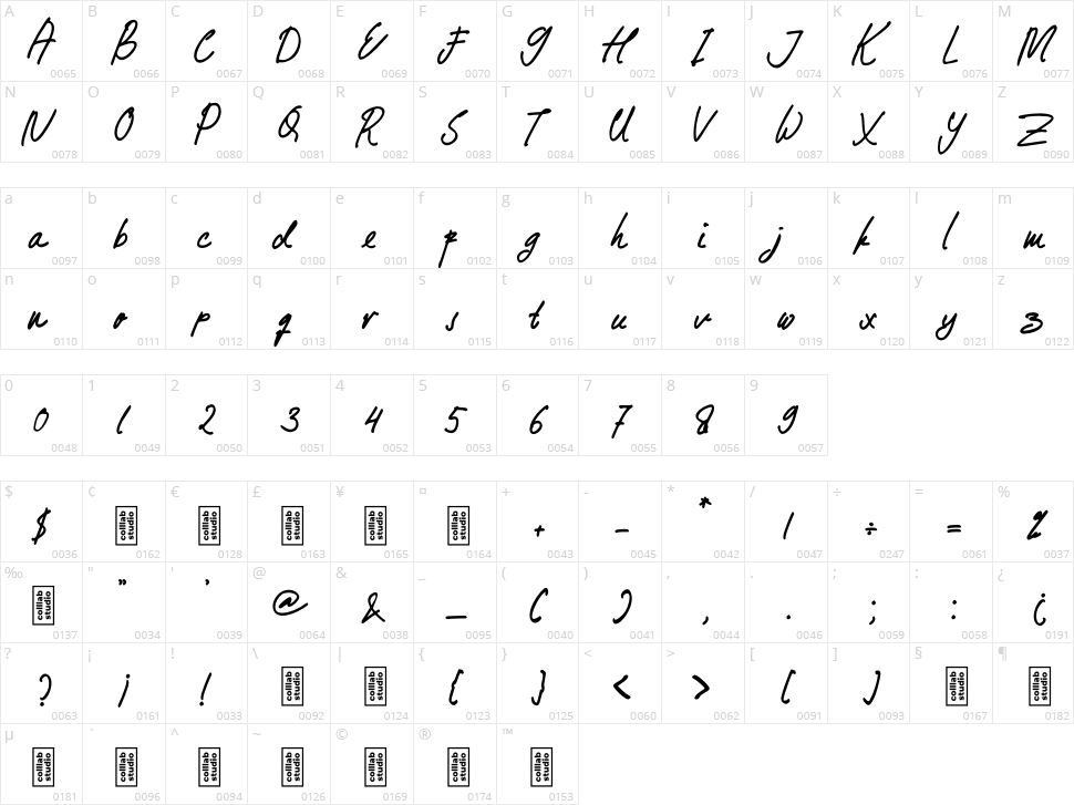 Baby Mollusca Character Map