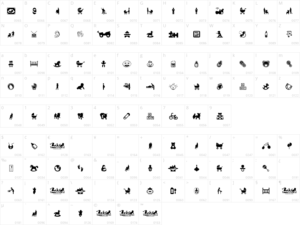 Baby Icons Character Map