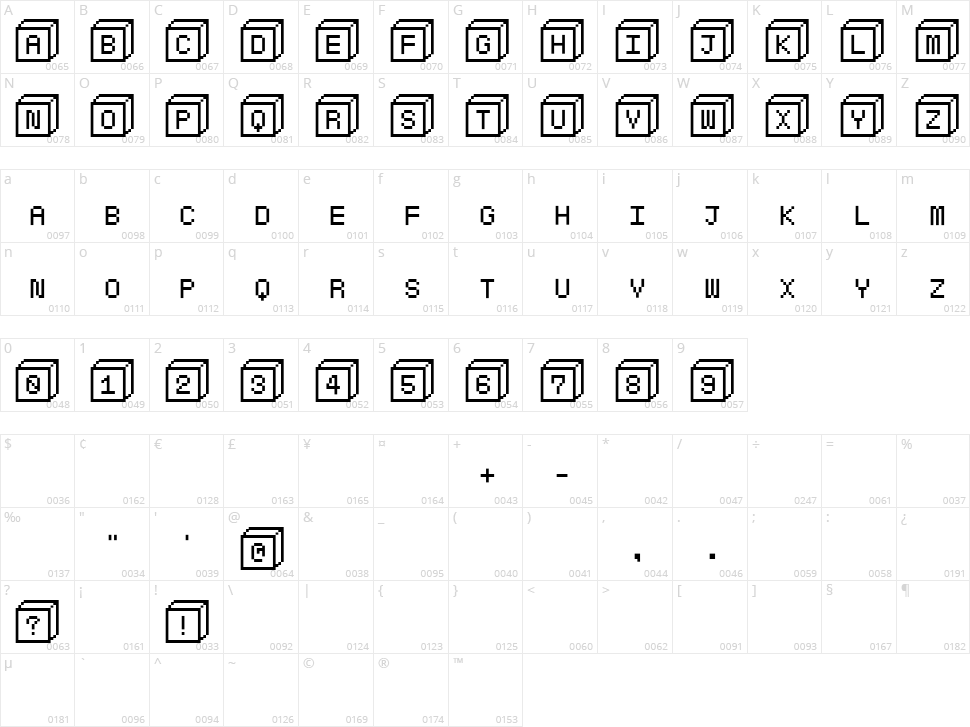 Baby Blocks Character Map