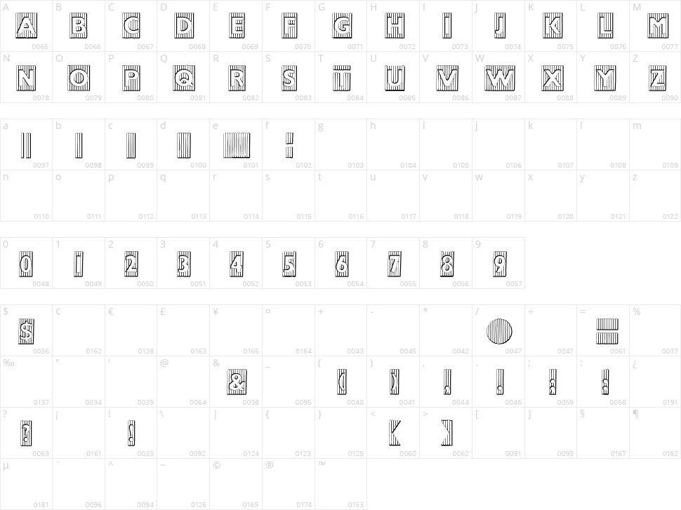 Bad Baltimore Beveled Character Map