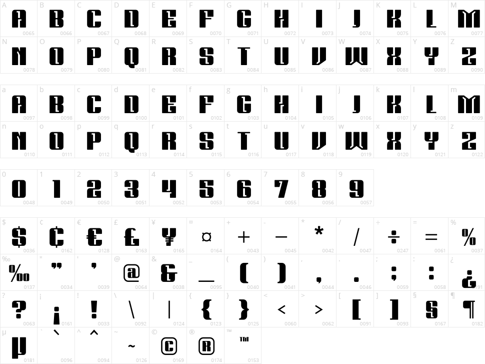 Balmon Sans Character Map