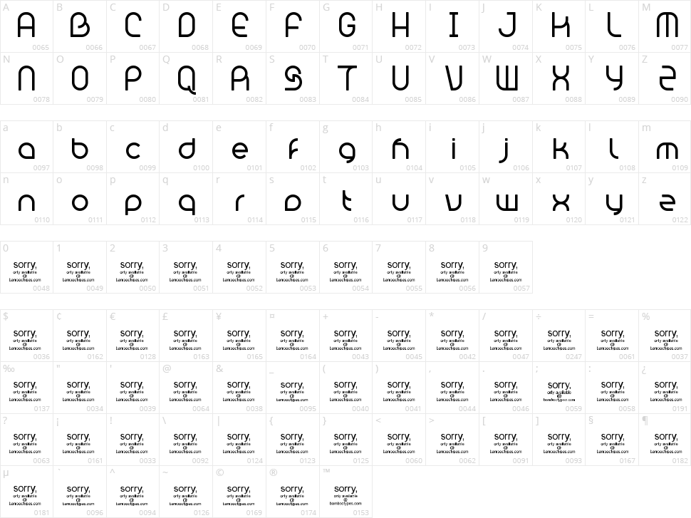 Bambhout Connect Character Map