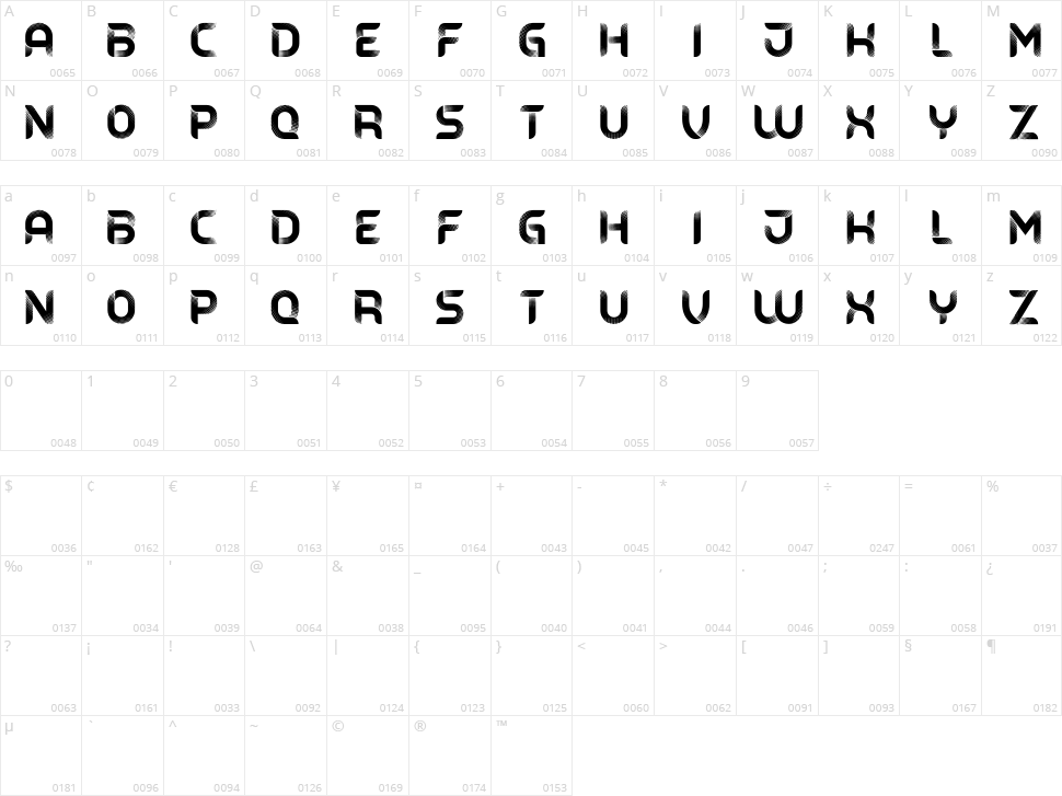 Bamboo Character Map