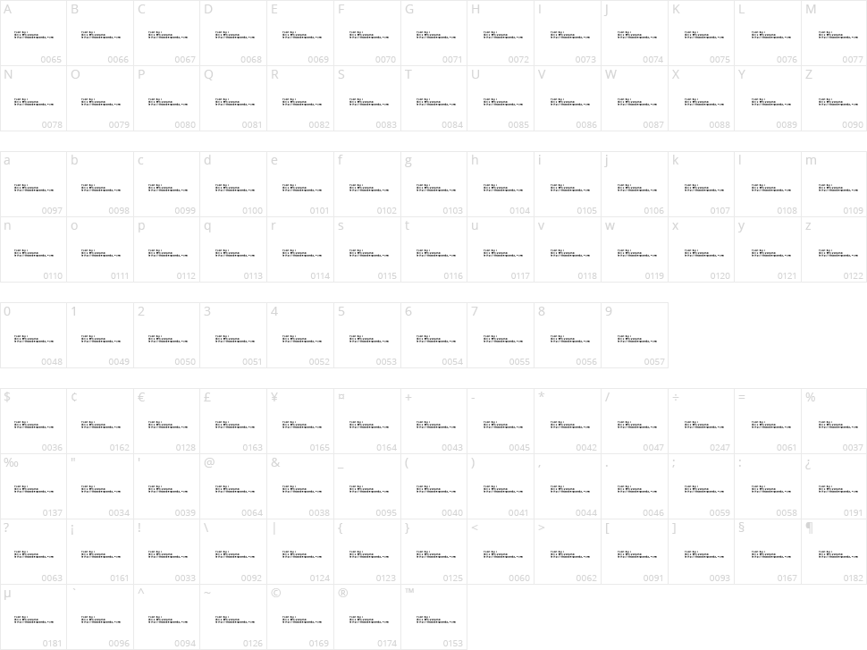 Banhart Character Map