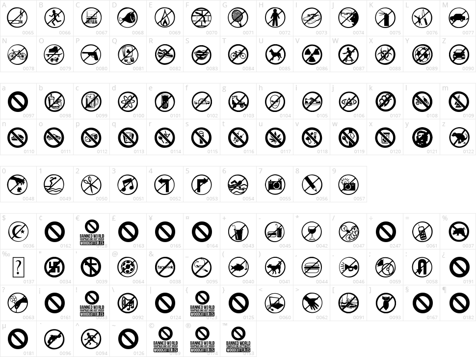Banned World Character Map