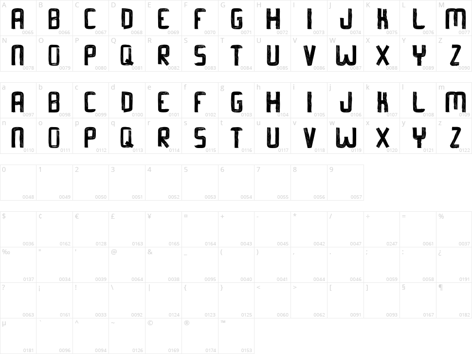 Barker AllCaps Character Map