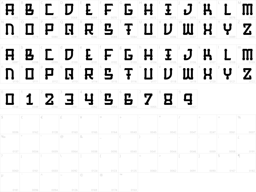 Barque Character Map