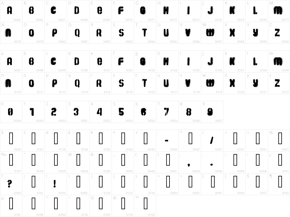 Barrio 30 Character Map