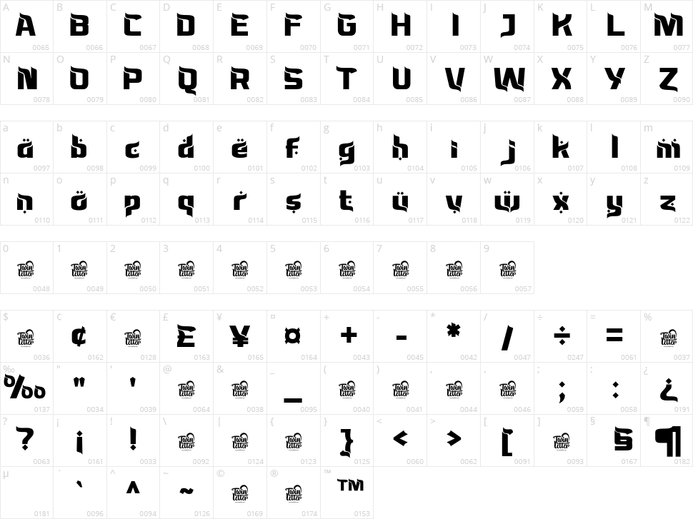 Bassun Character Map