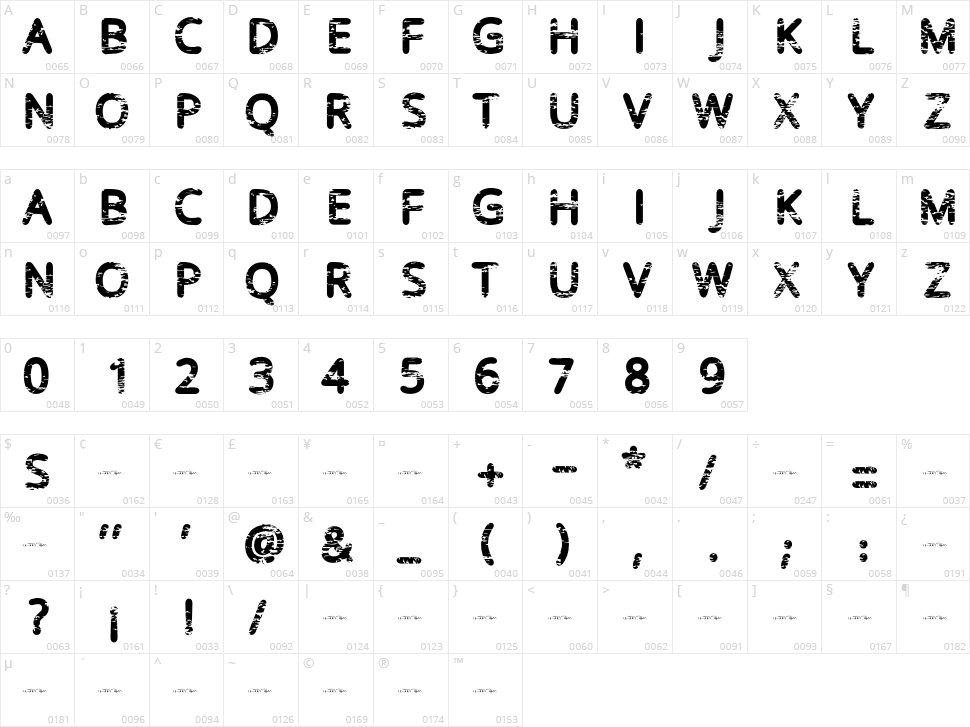 Baston Character Map