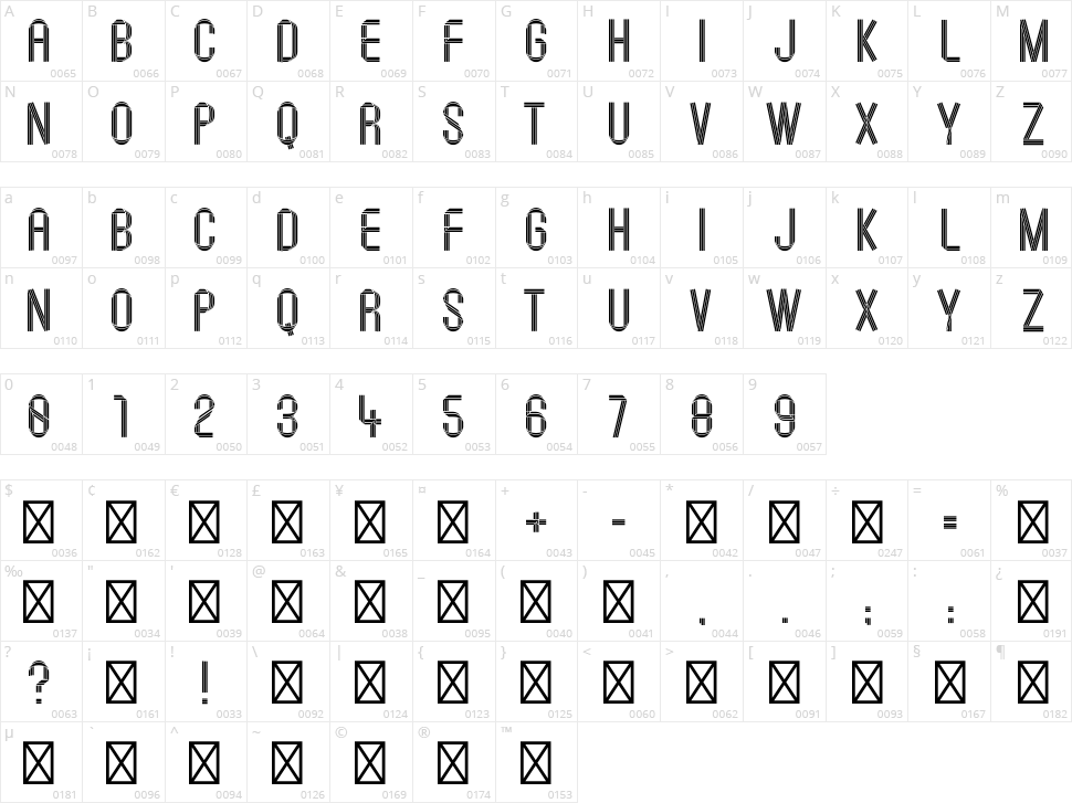 Baton Decorative Character Map