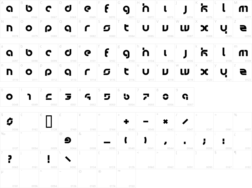 Bauwerck Character Map