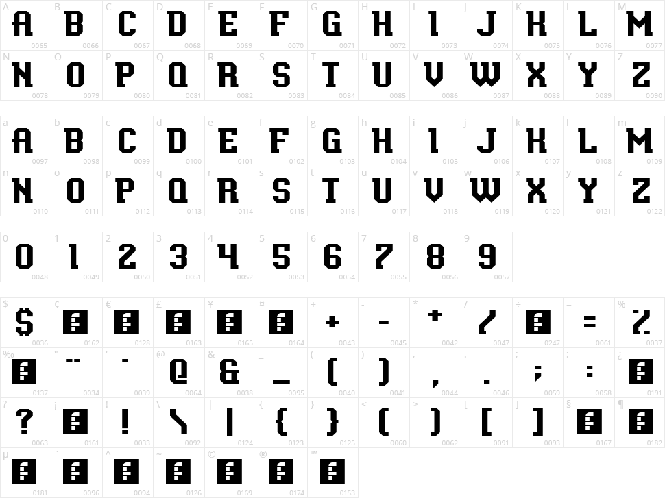 Baxter's Slab Character Map