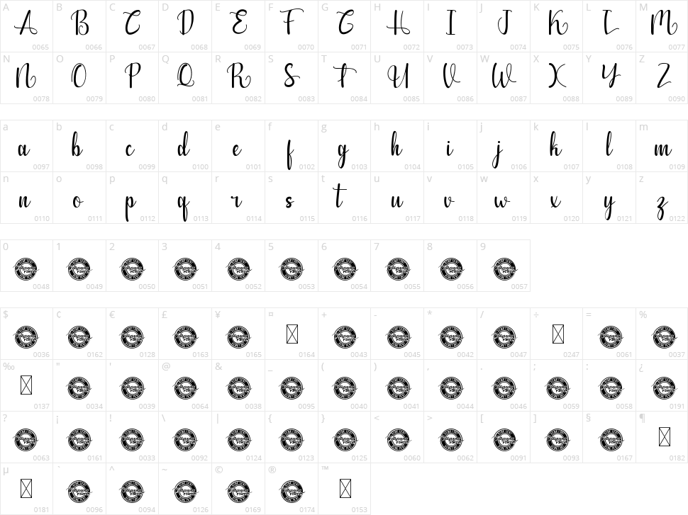 Baytown Character Map