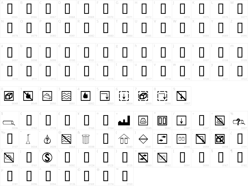 BCMELP EPD Symbols Character Map