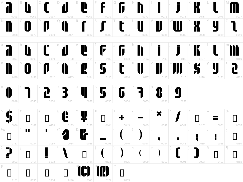 BD Alm Character Map