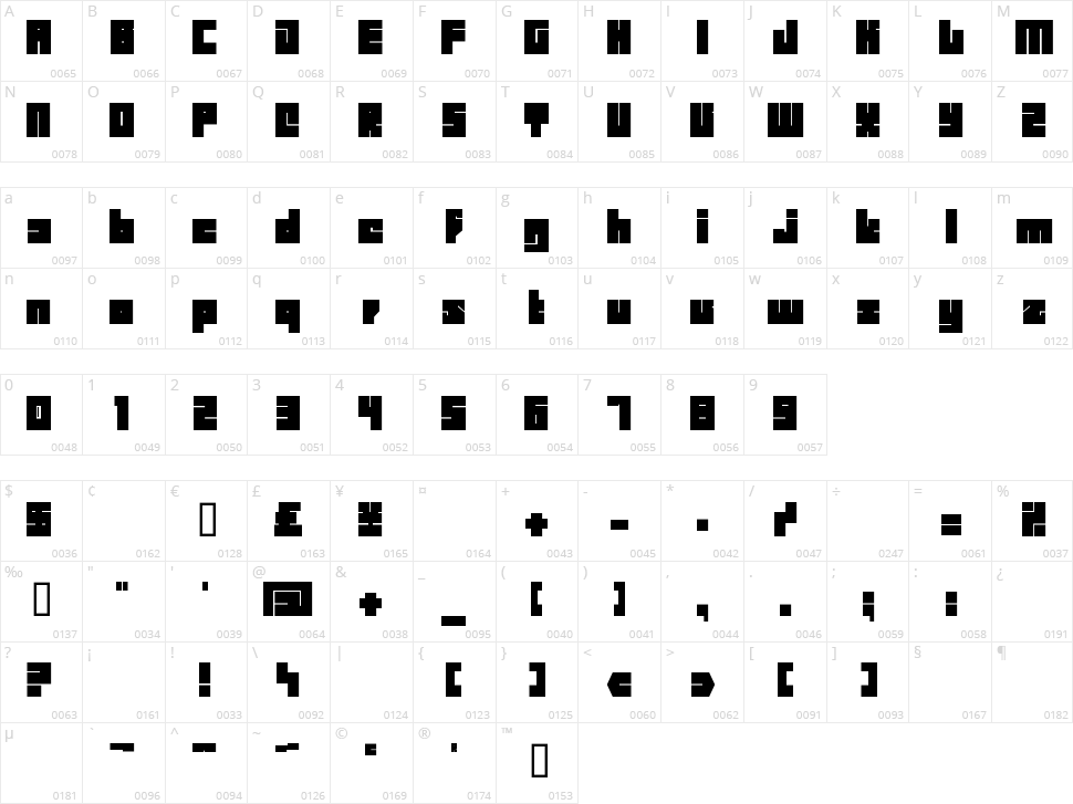 BD Billding Character Map
