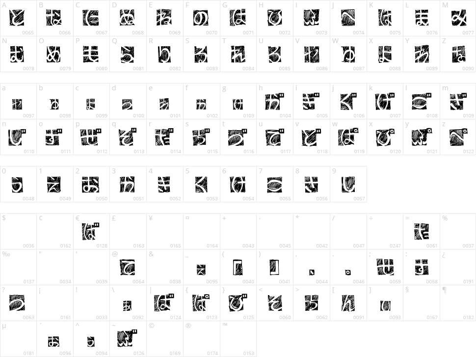 BD Hiragana Kuro Character Map