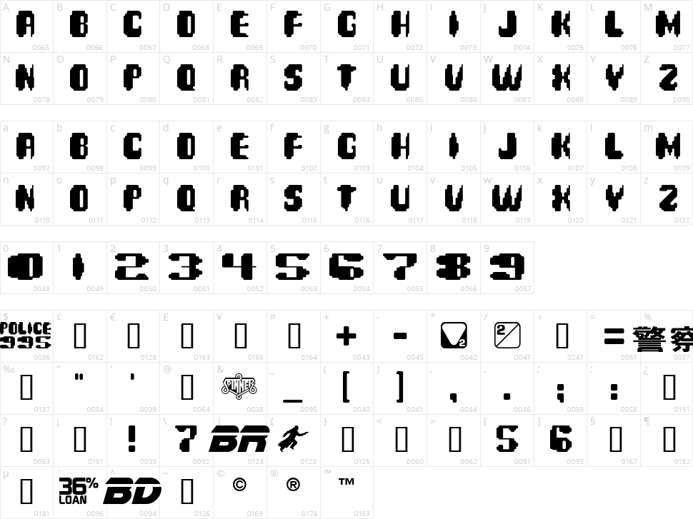 BD Spinner Character Map