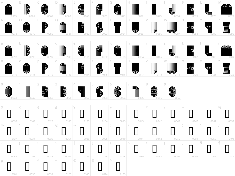 Beamie Character Map
