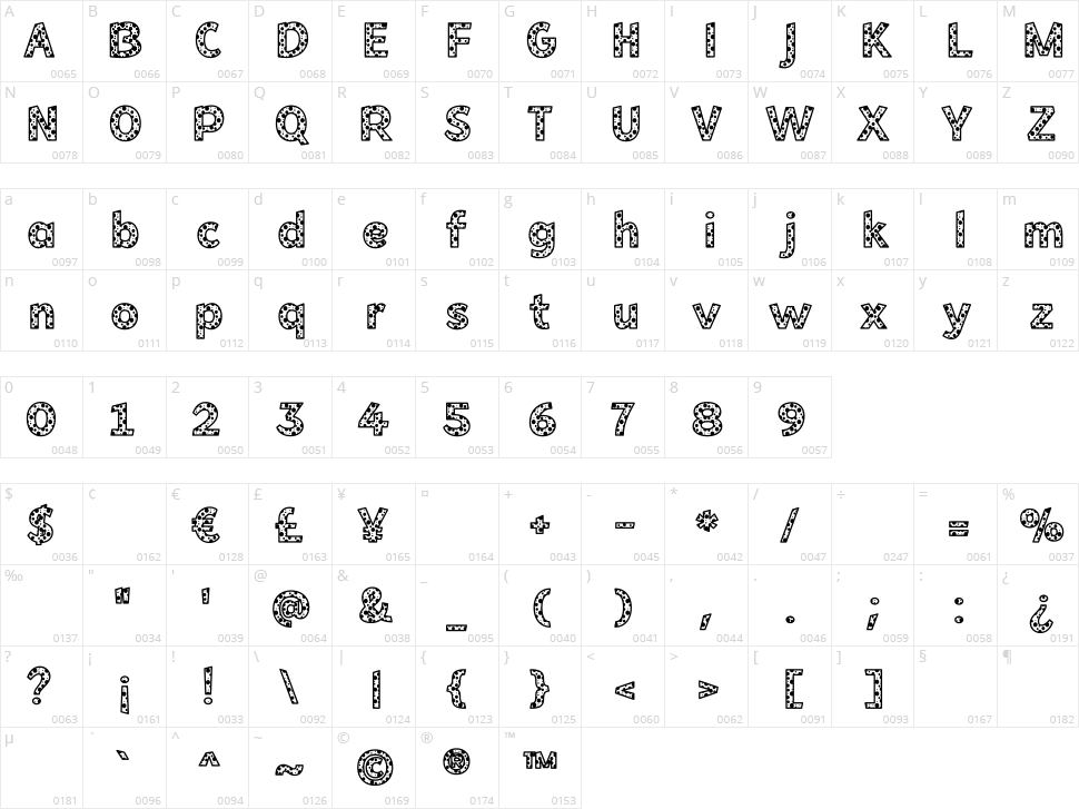 Bee Dotty Character Map