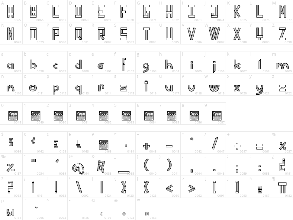 Bees Tracks Character Map