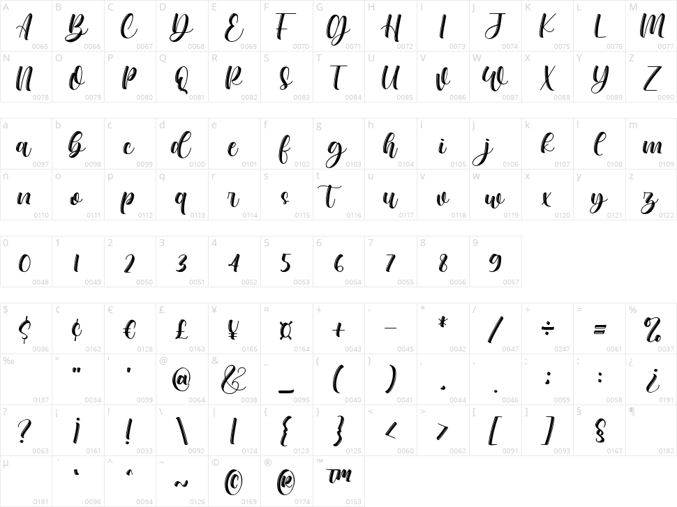 Before Sunday Character Map