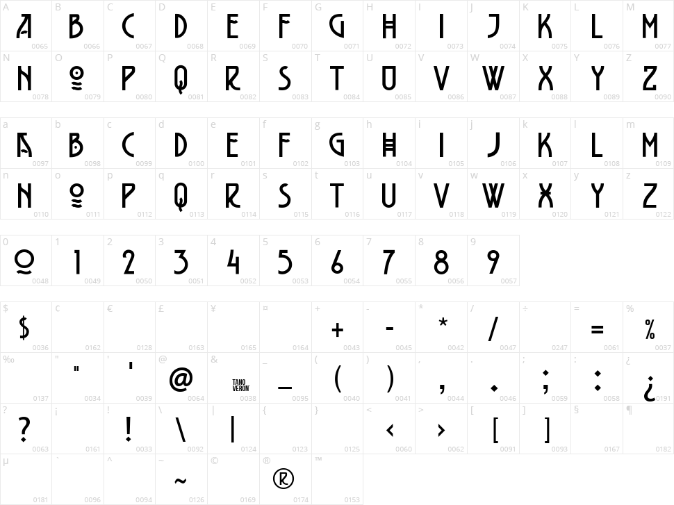 Belladona Character Map