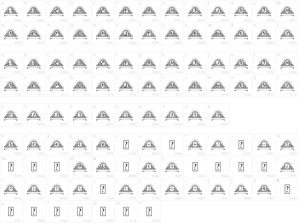 Belove Monogram Character Map