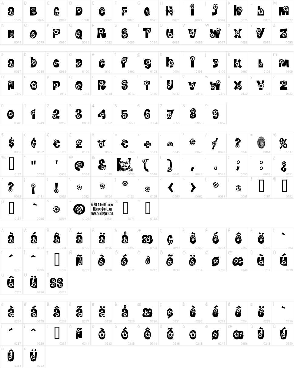 Bend It Character Map