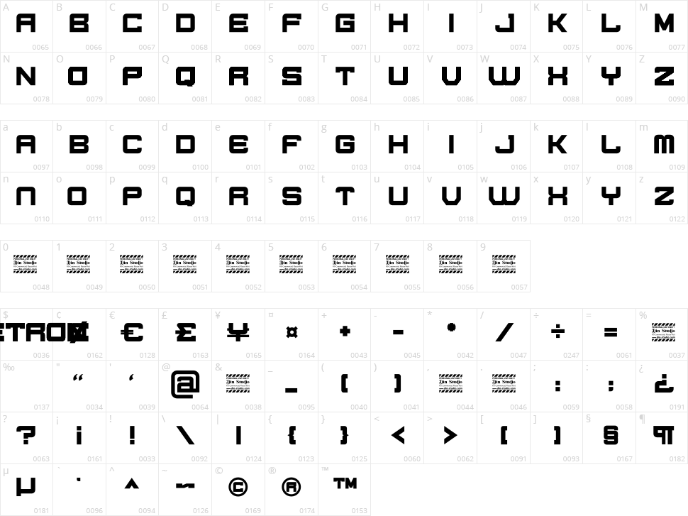 Betron Character Map