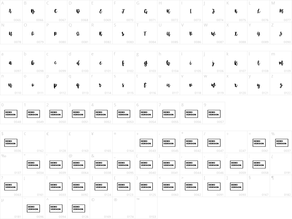 Better Together Script Character Map