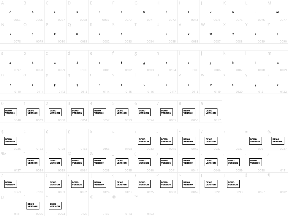 Better Together Spaced Character Map