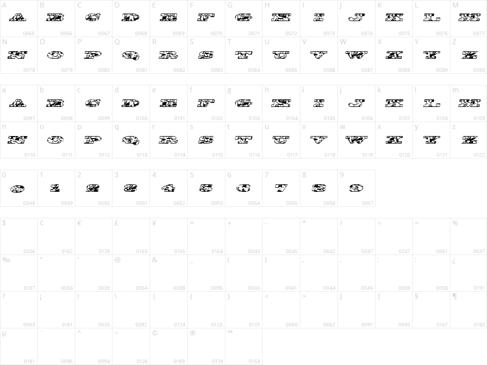 BigSpit Character Map