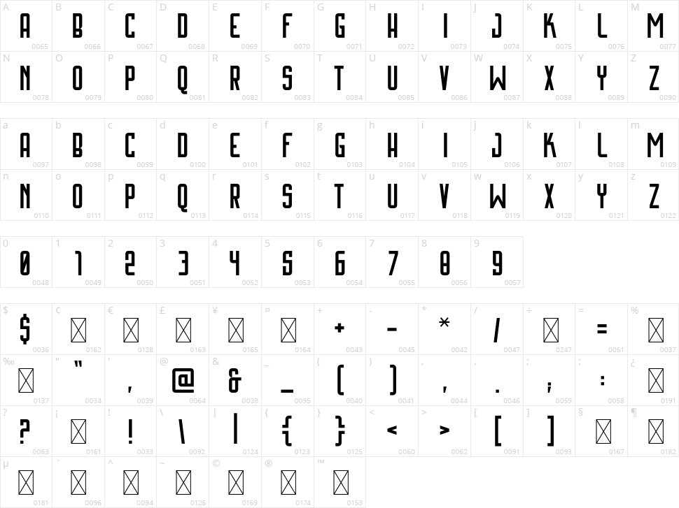 Bigwhale Character Map