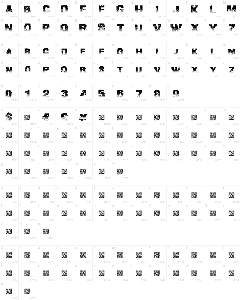 Binary Waters Character Map