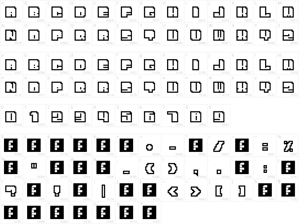 Bit Outline Character Map