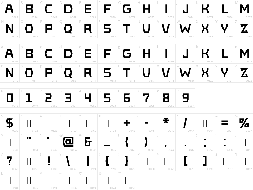 Black Acute Character Map