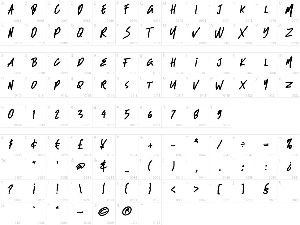 Black Bass Character Map