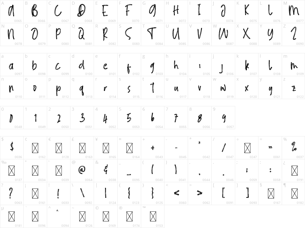 Black Paper Character Map