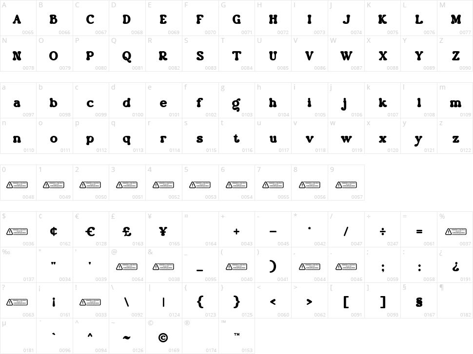 Black Radiant Character Map