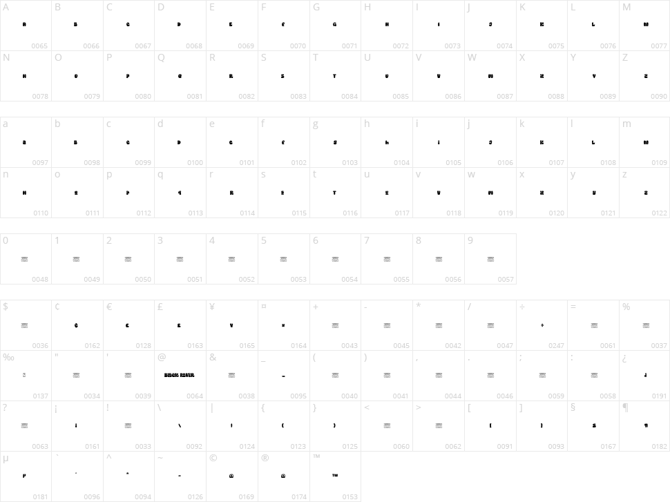 Black Rover Character Map